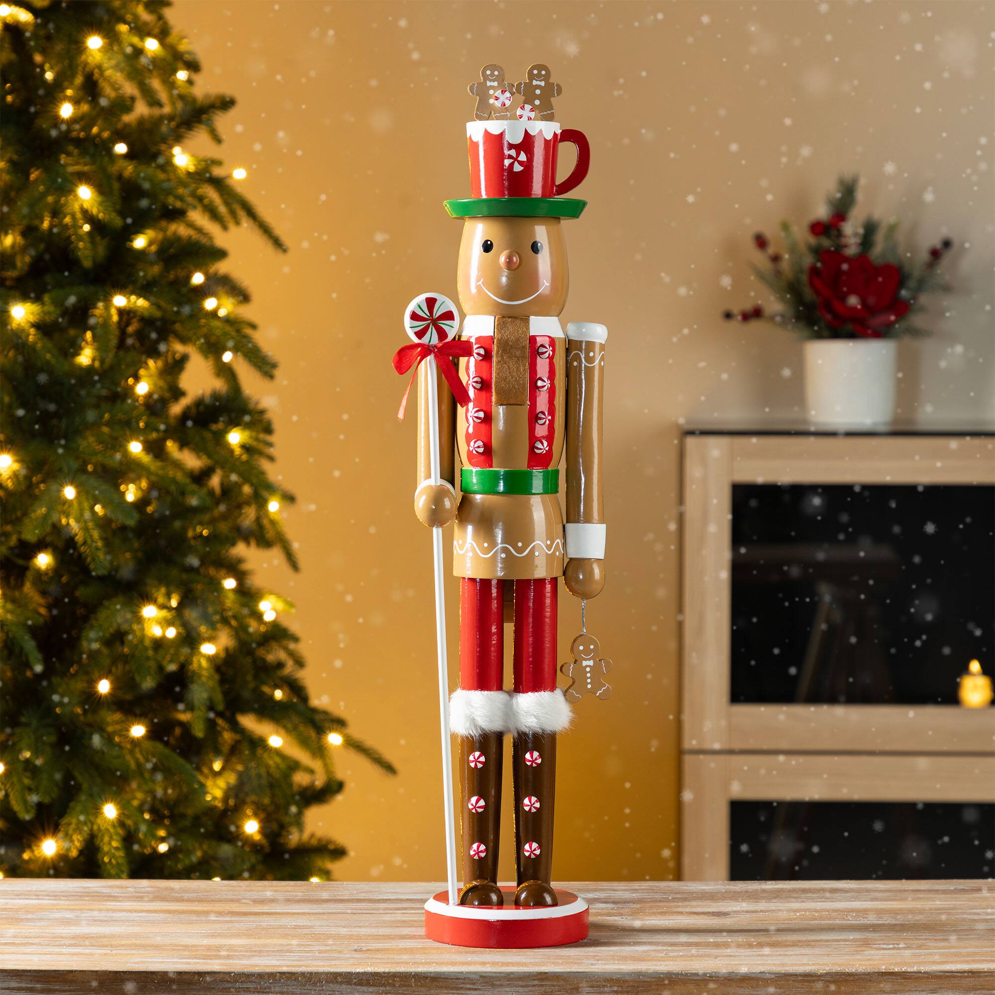 Glitzhome® 24"H Wooden Christmas Gingerbread Man Nutcracker
